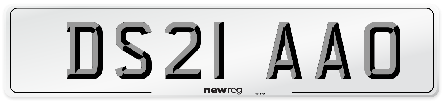DS21 AAO Number Plate from New Reg